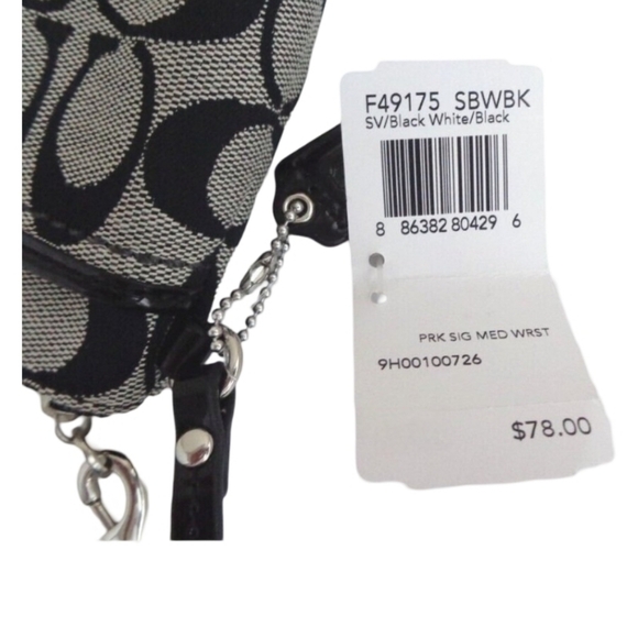 Coach Park Signature Medium Wristlet - Black/White, 8" L, 5" H, 1" W - Picture 7 of 10